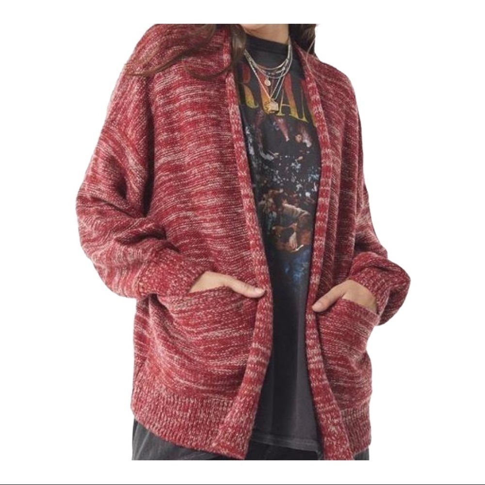 URBAN Outfitters Red Casual Pocket Cardigan